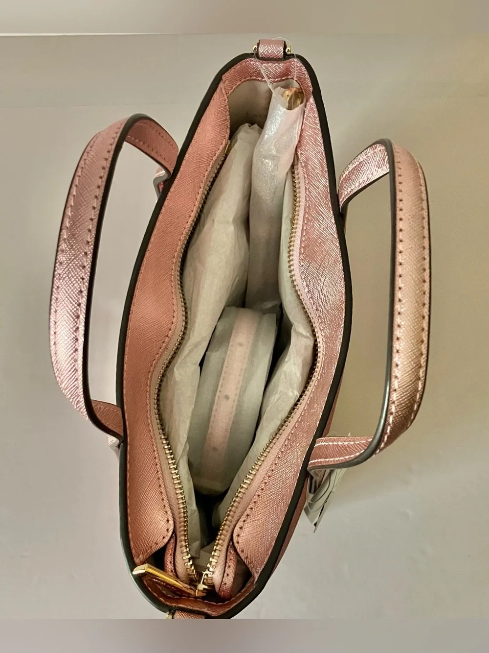 Kate Spade New York Mitten‎ Pink Glimmer Leather Satchel Handbag NWT